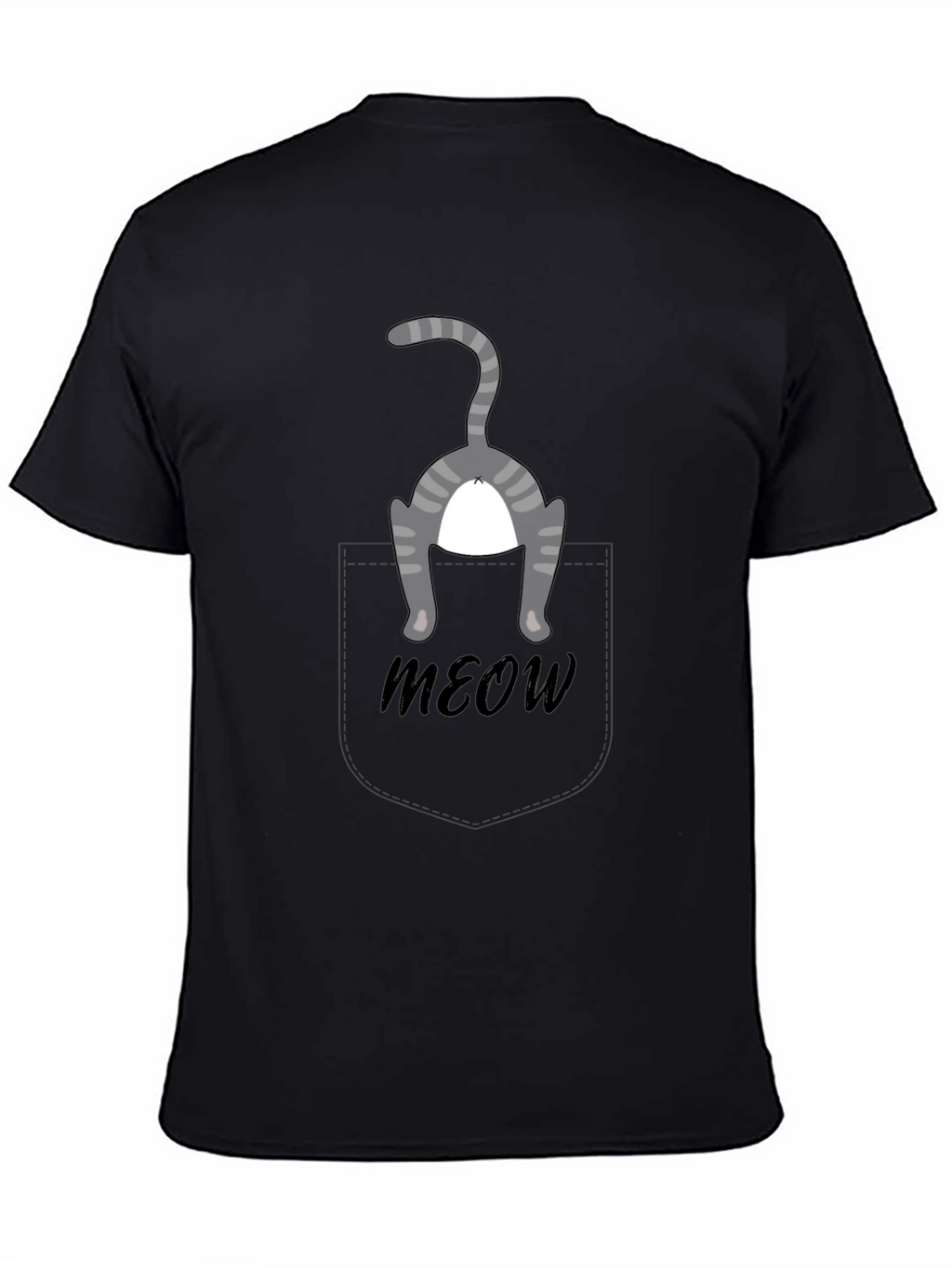 Funny Cat Pocket T-Shirt - Meow!
