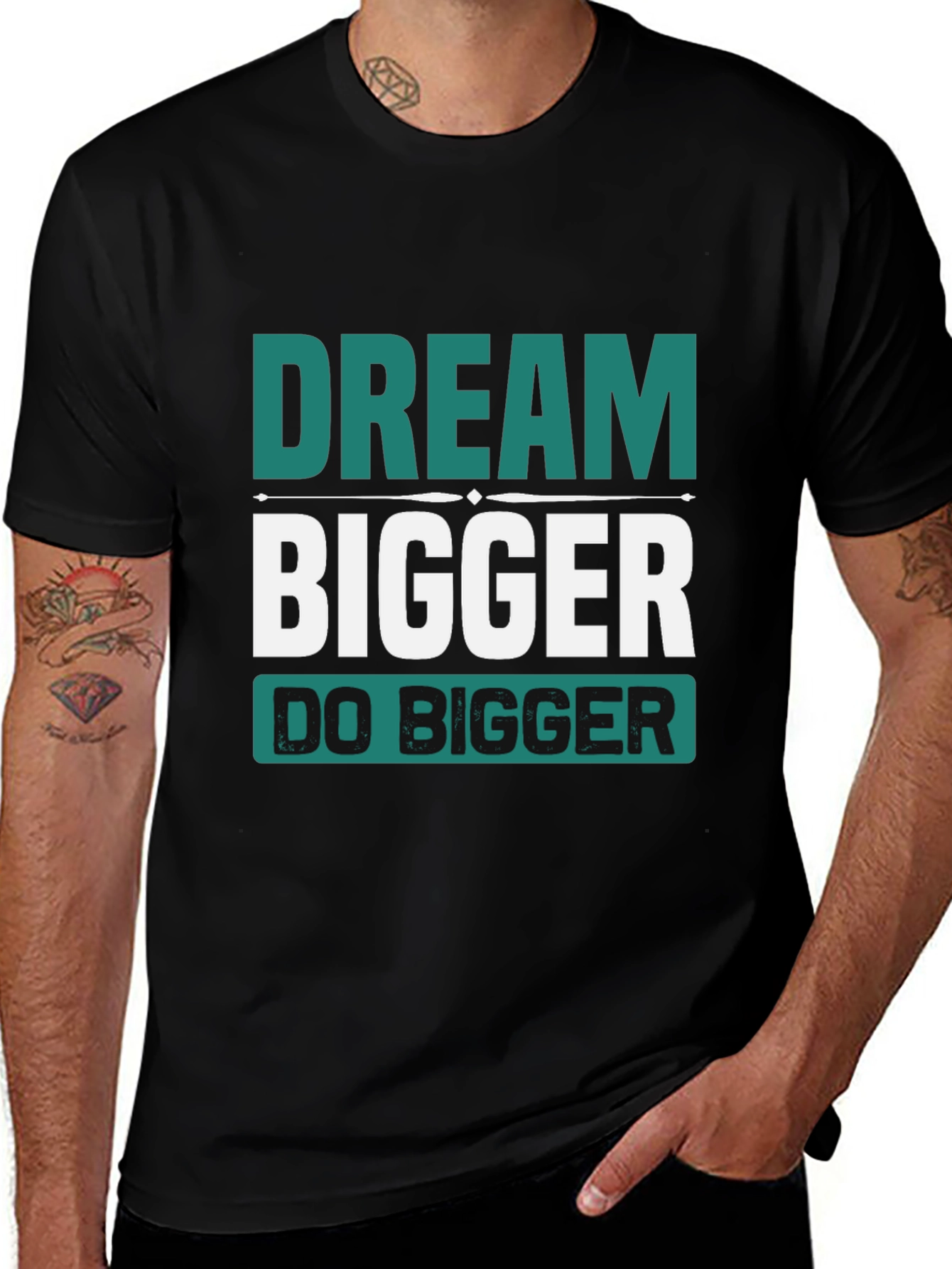 Dream Bigger Graphic Tee - Inspirational Black T-Shirt