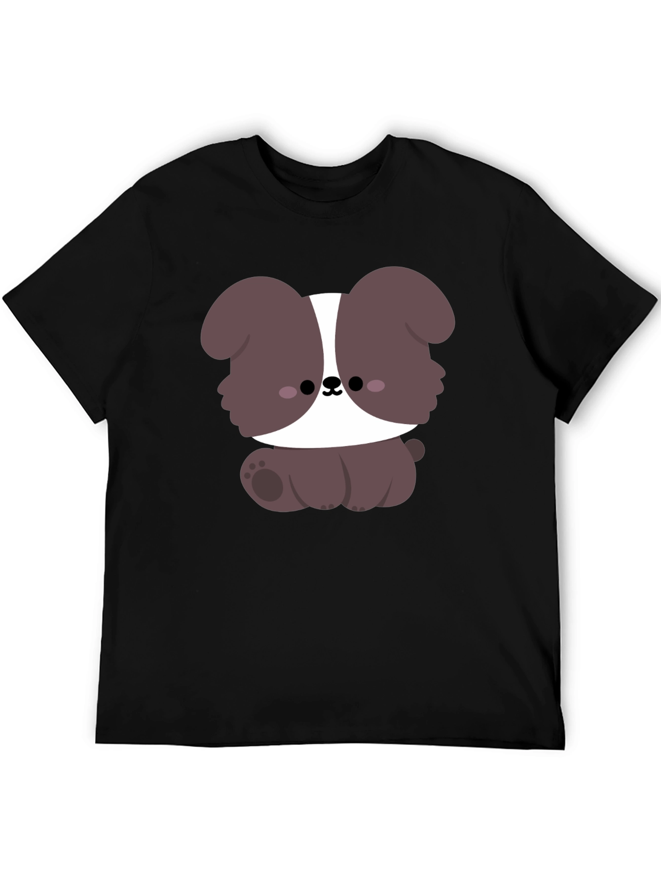Cute Cartoon Dog Graphic Black T-Shirt