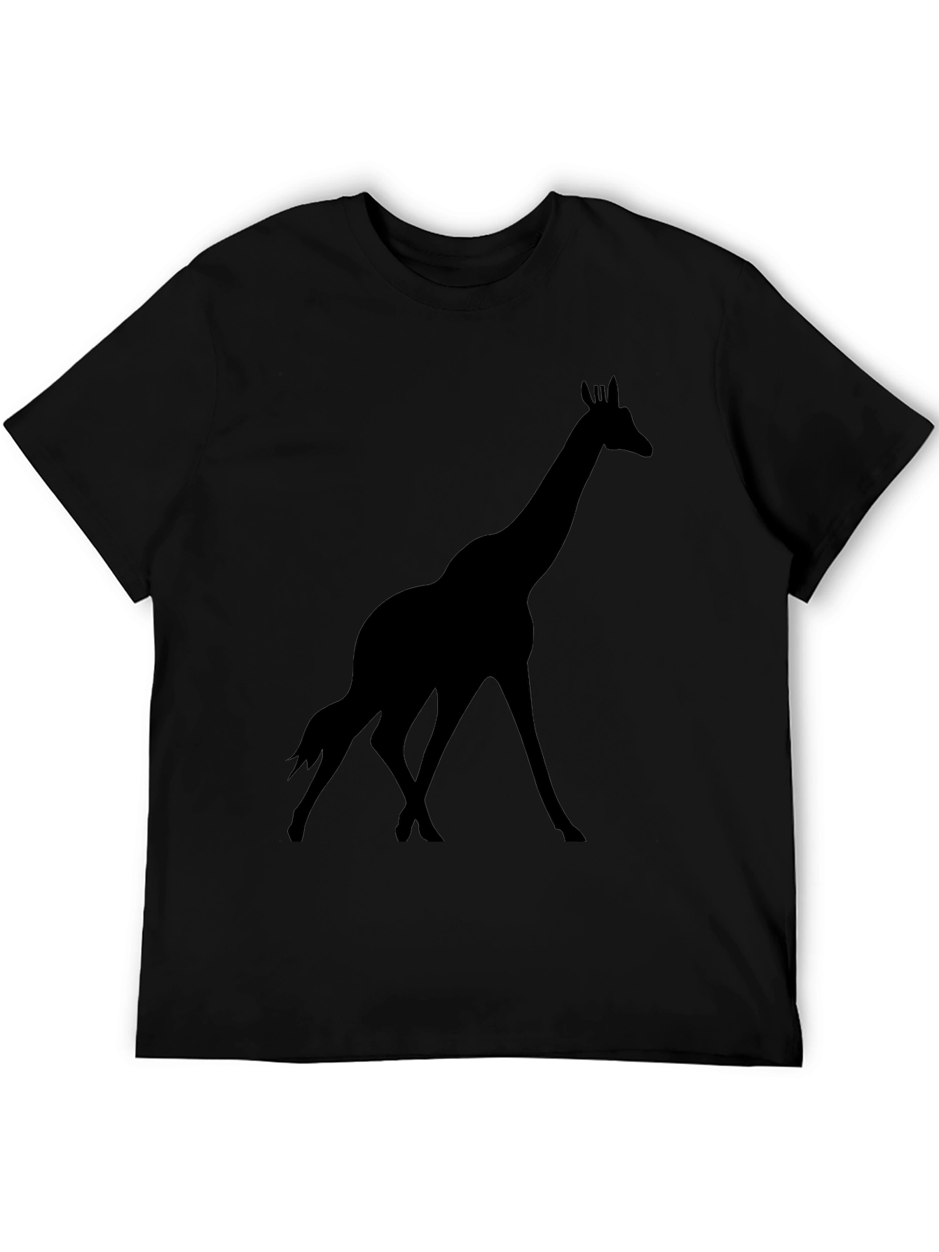 Giraffe Silhouette Graphic Black T-Shirt