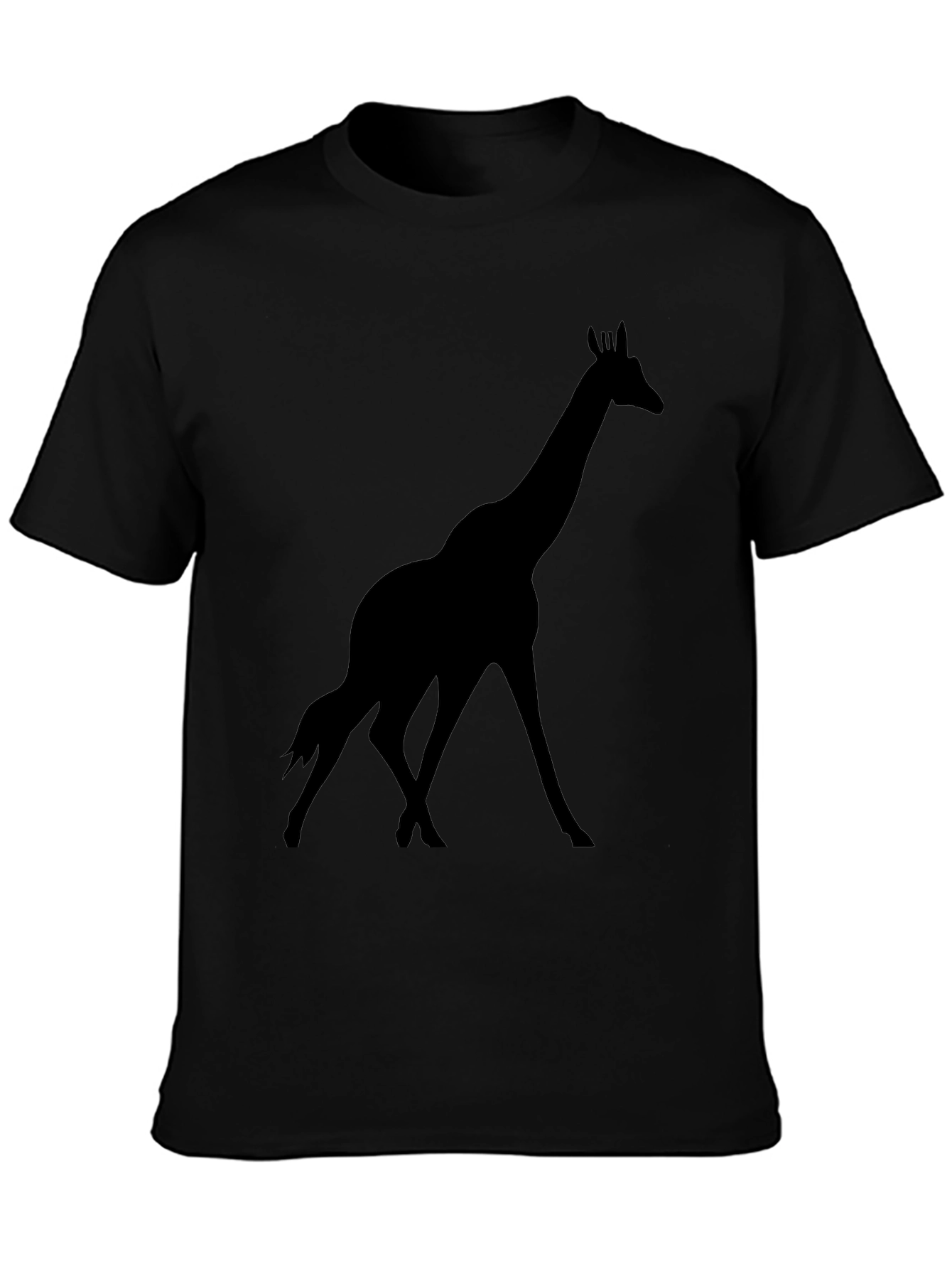 Giraffe Silhouette Graphic Black T-Shirt