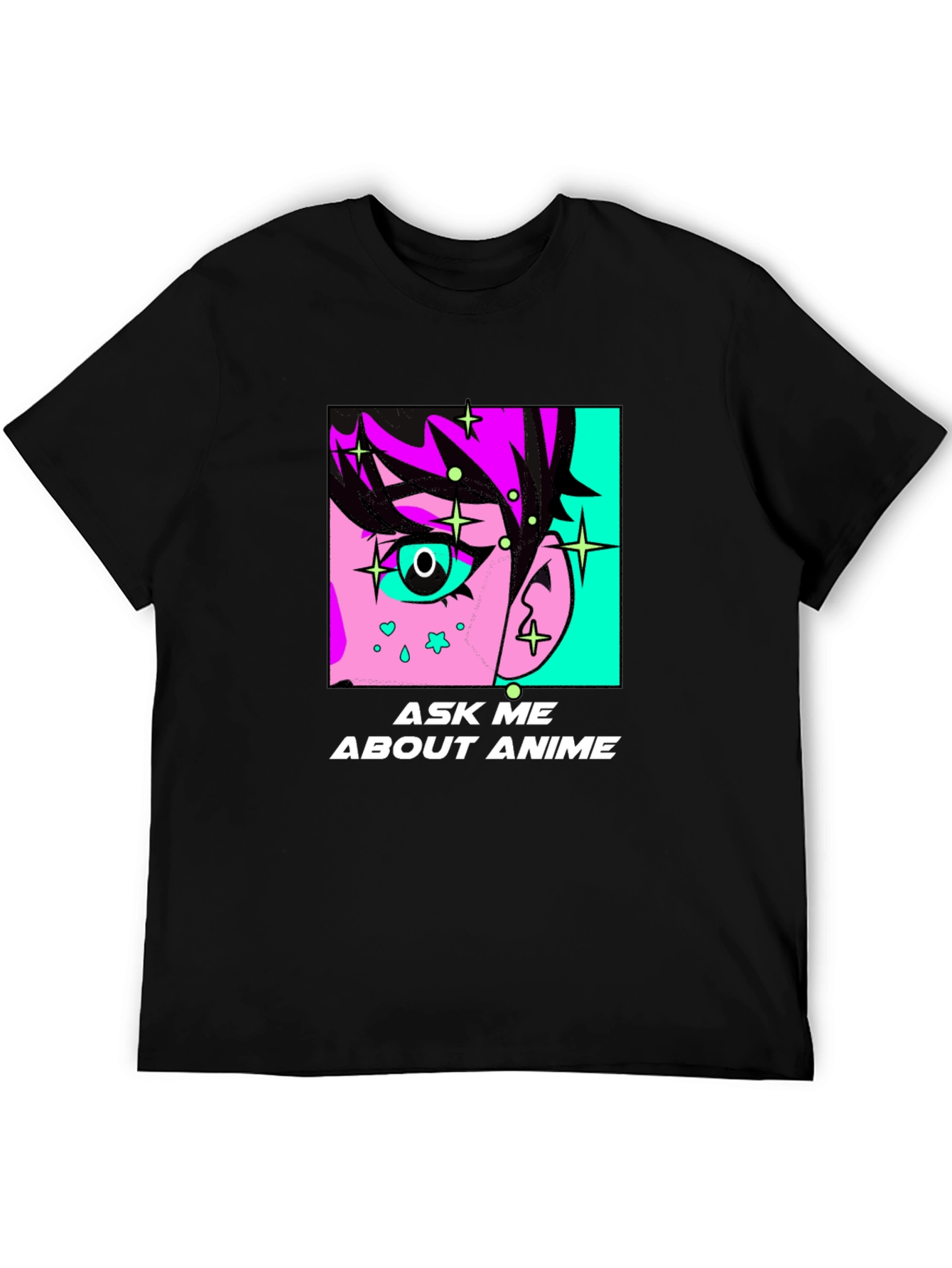 Ask Me About Anime Graphic Tee - Black Cotton T-Shirt