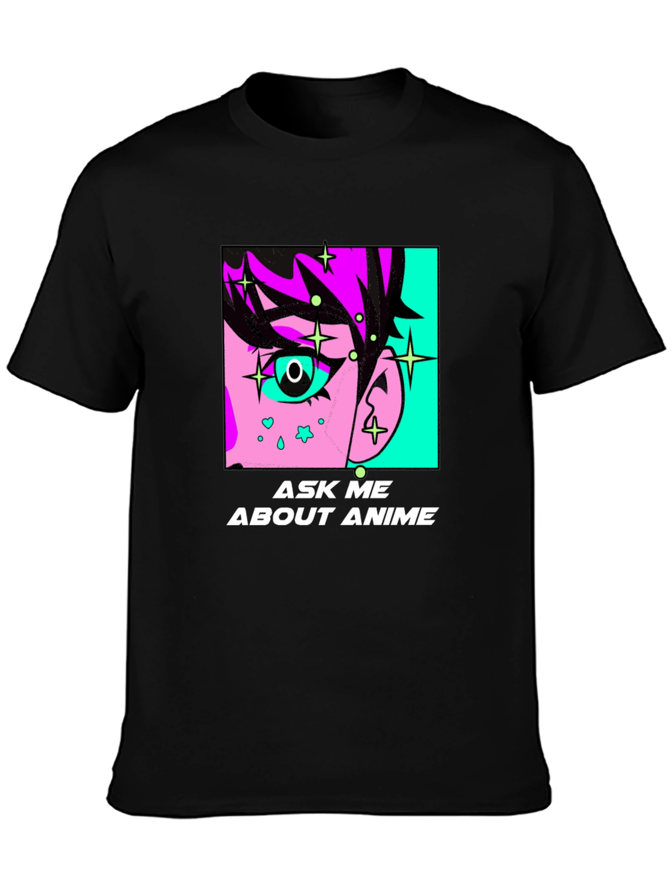 Ask Me About Anime Graphic Tee - Black Cotton T-Shirt