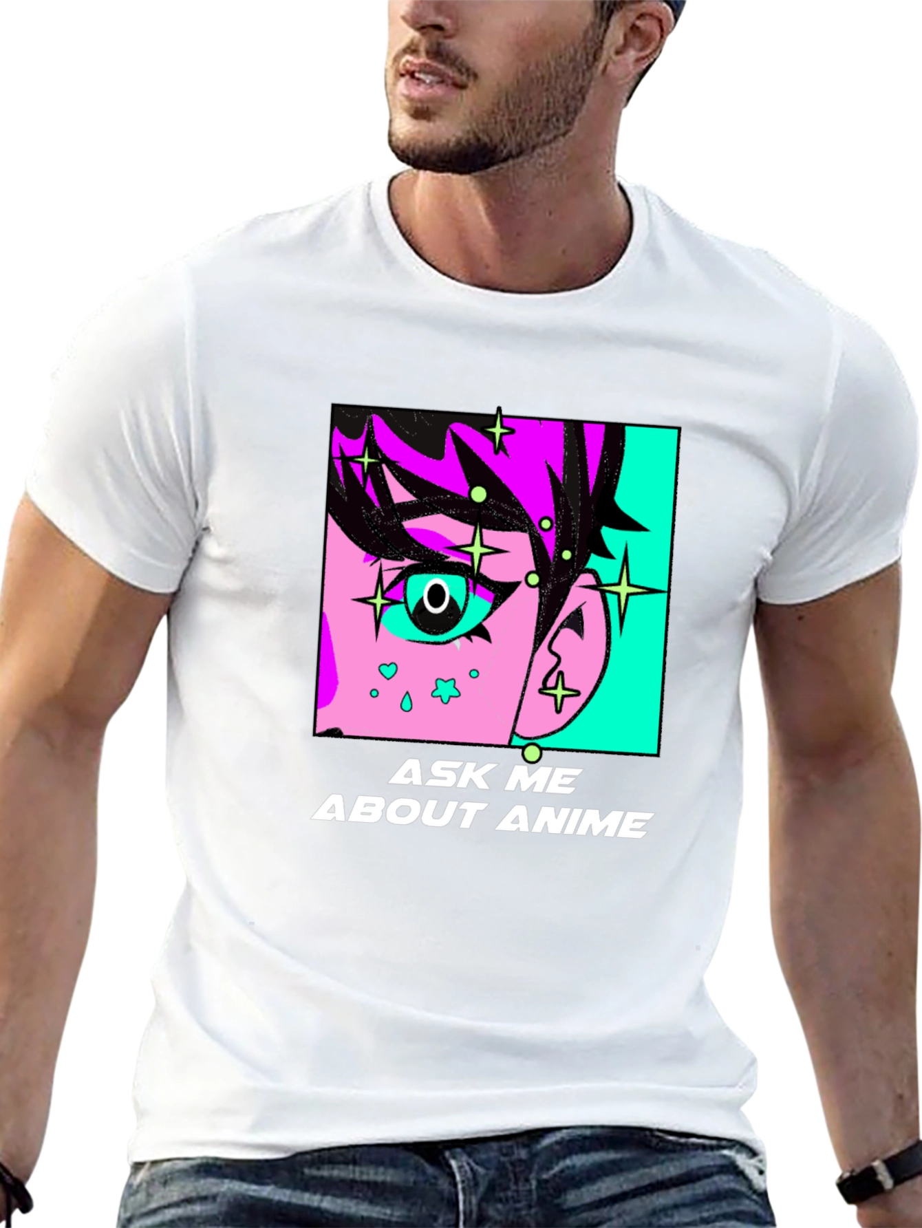 Ask Me About Anime Graphic Tee - Black Cotton T-Shirt
