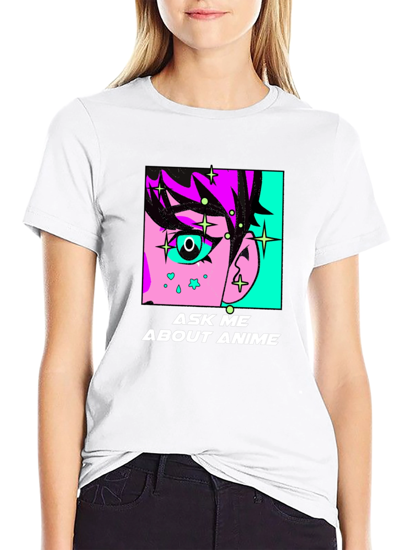 Ask Me About Anime Graphic Tee - Black Cotton T-Shirt