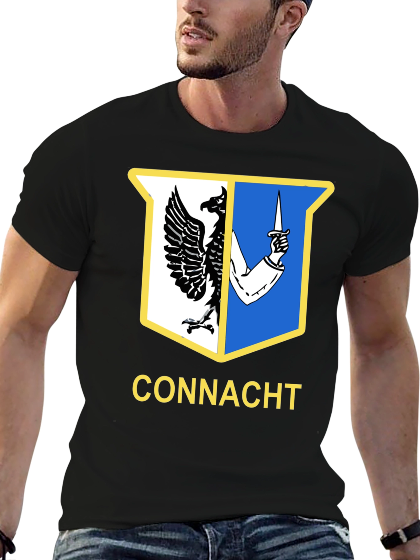 Connacht Ireland Crest Black T-Shirt