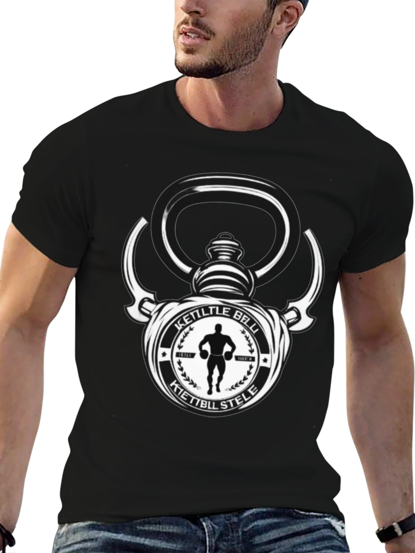 Kettlebell Stele Graphic T-Shirt - Fitness Apparel