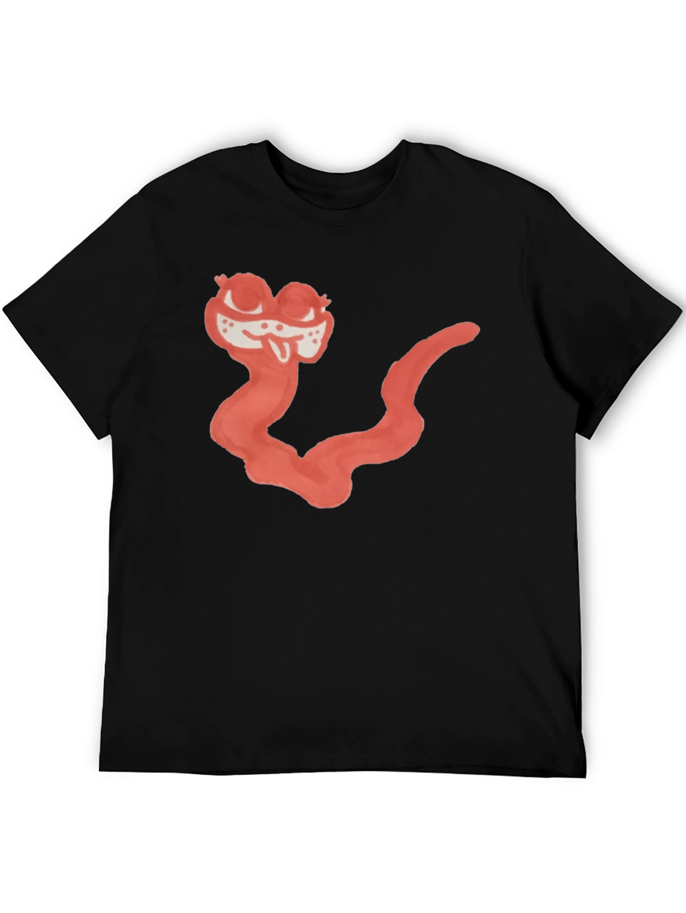 Cartoon Worm Graphic Black Tee