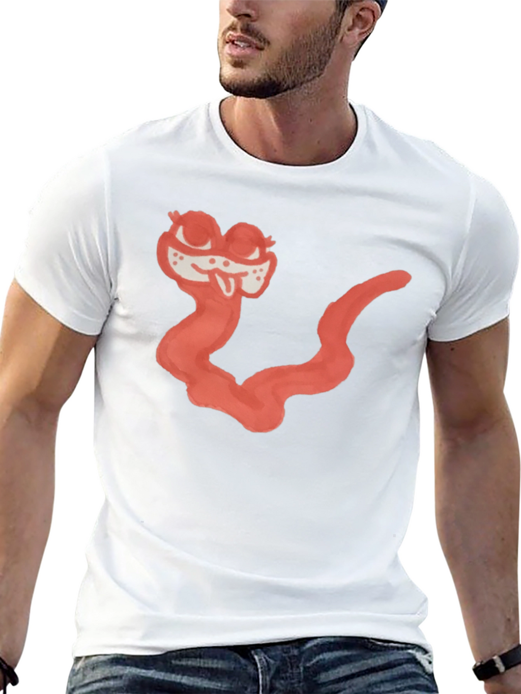 Cartoon Worm Graphic Black Tee