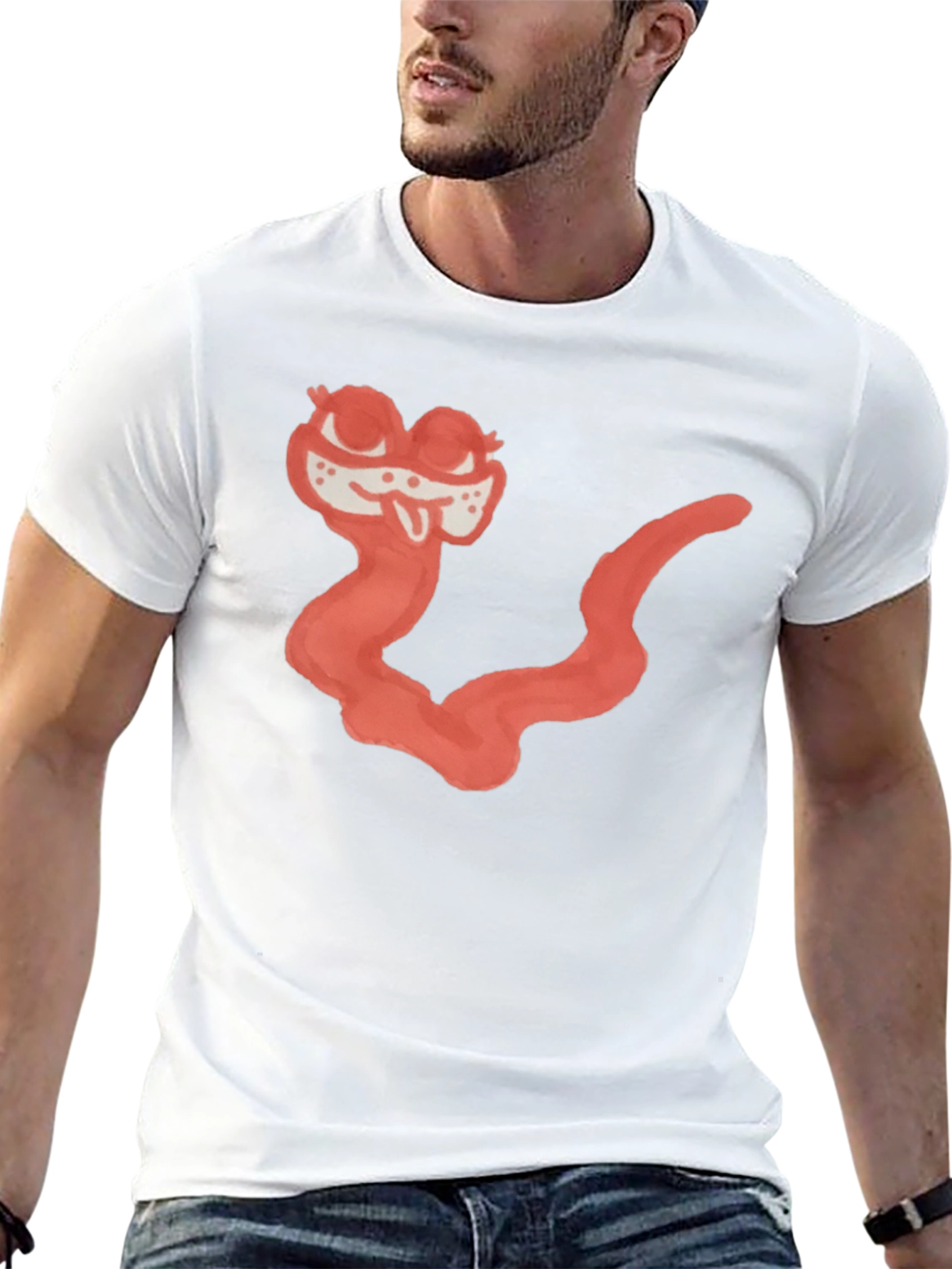 Cartoon Worm Graphic Black Tee