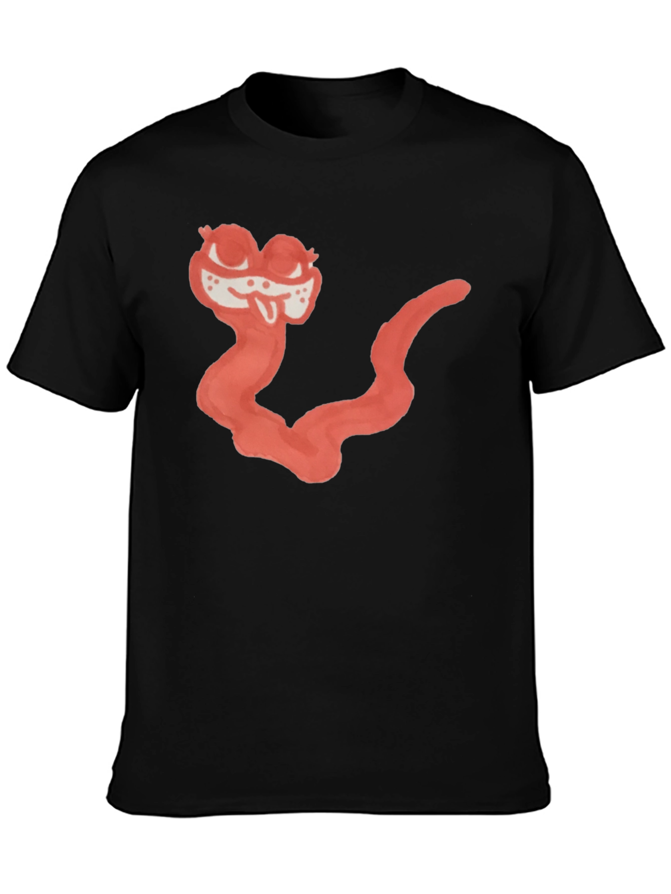 Cartoon Worm Graphic Black Tee