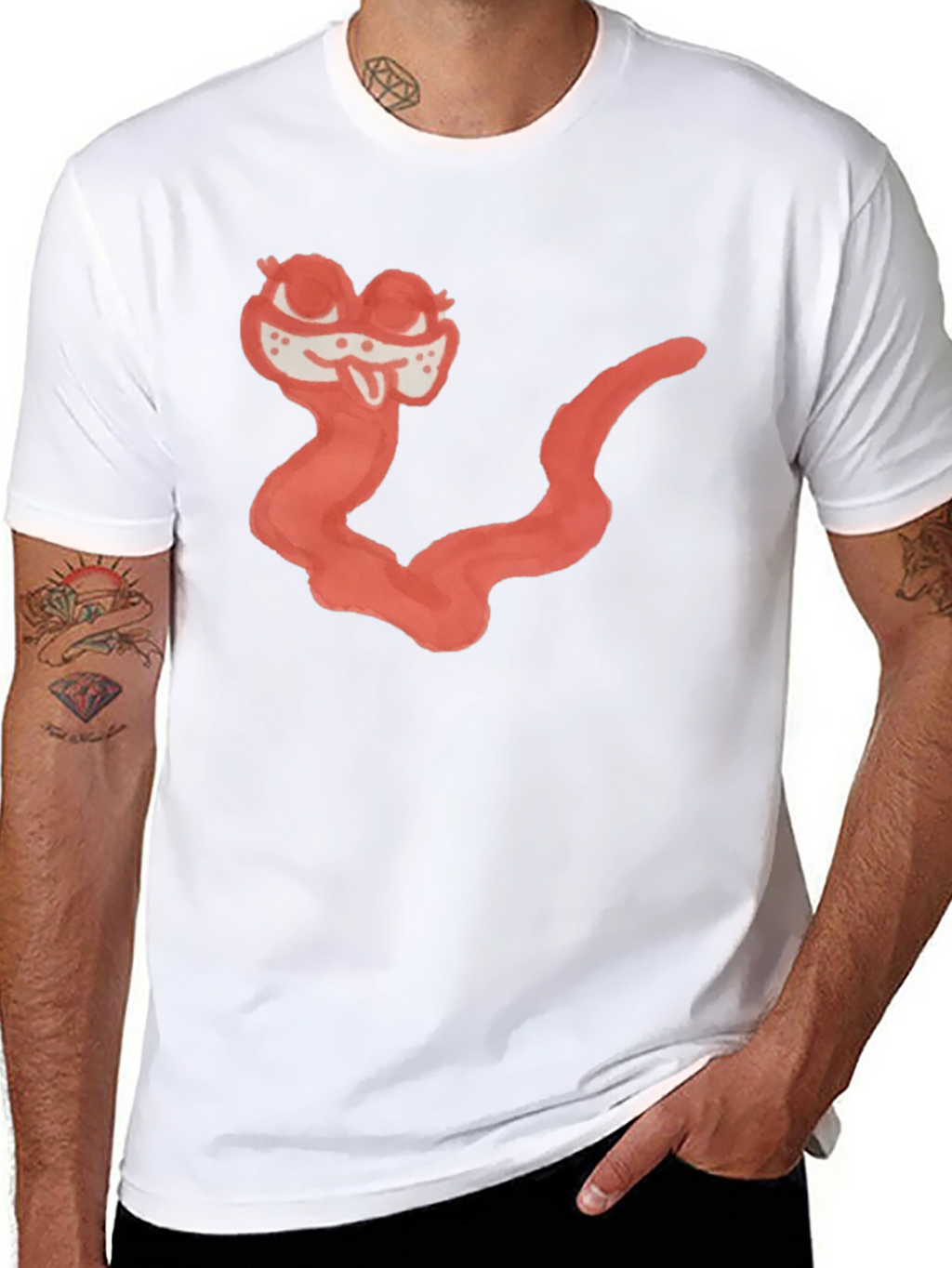 Cartoon Worm Graphic Black Tee