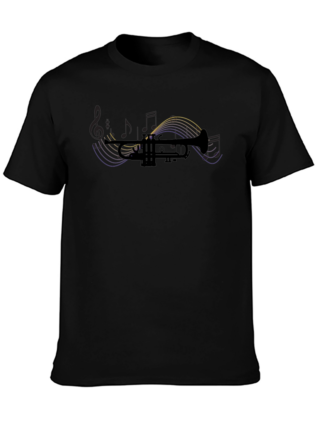 Trumpet Music Notes Graphic Tee - Black