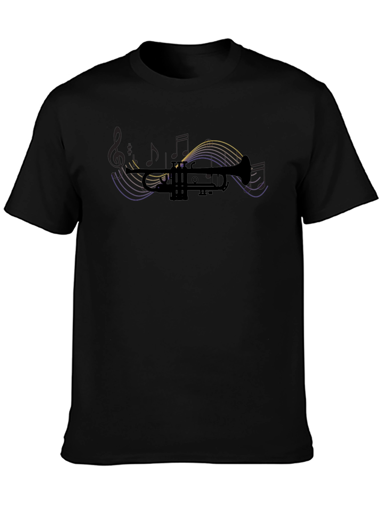 Trumpet Music Notes Graphic Tee - Black