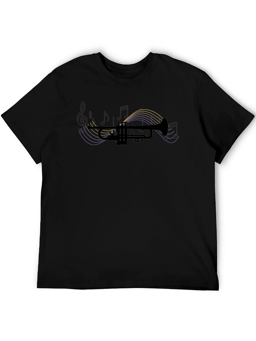 Trumpet Music Notes Graphic Tee - Black