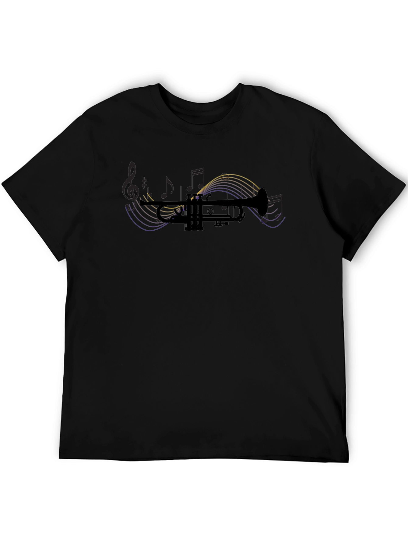 Trumpet Music Notes Graphic Tee - Black
