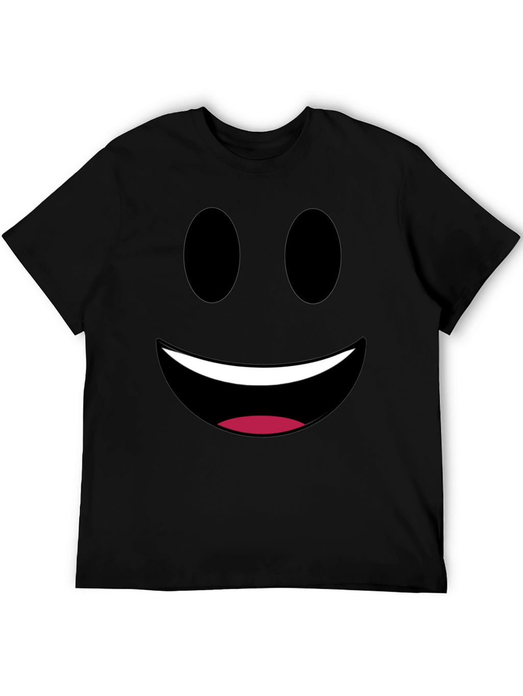 Smiley Face Graphic Tee - Black Cotton Comfort