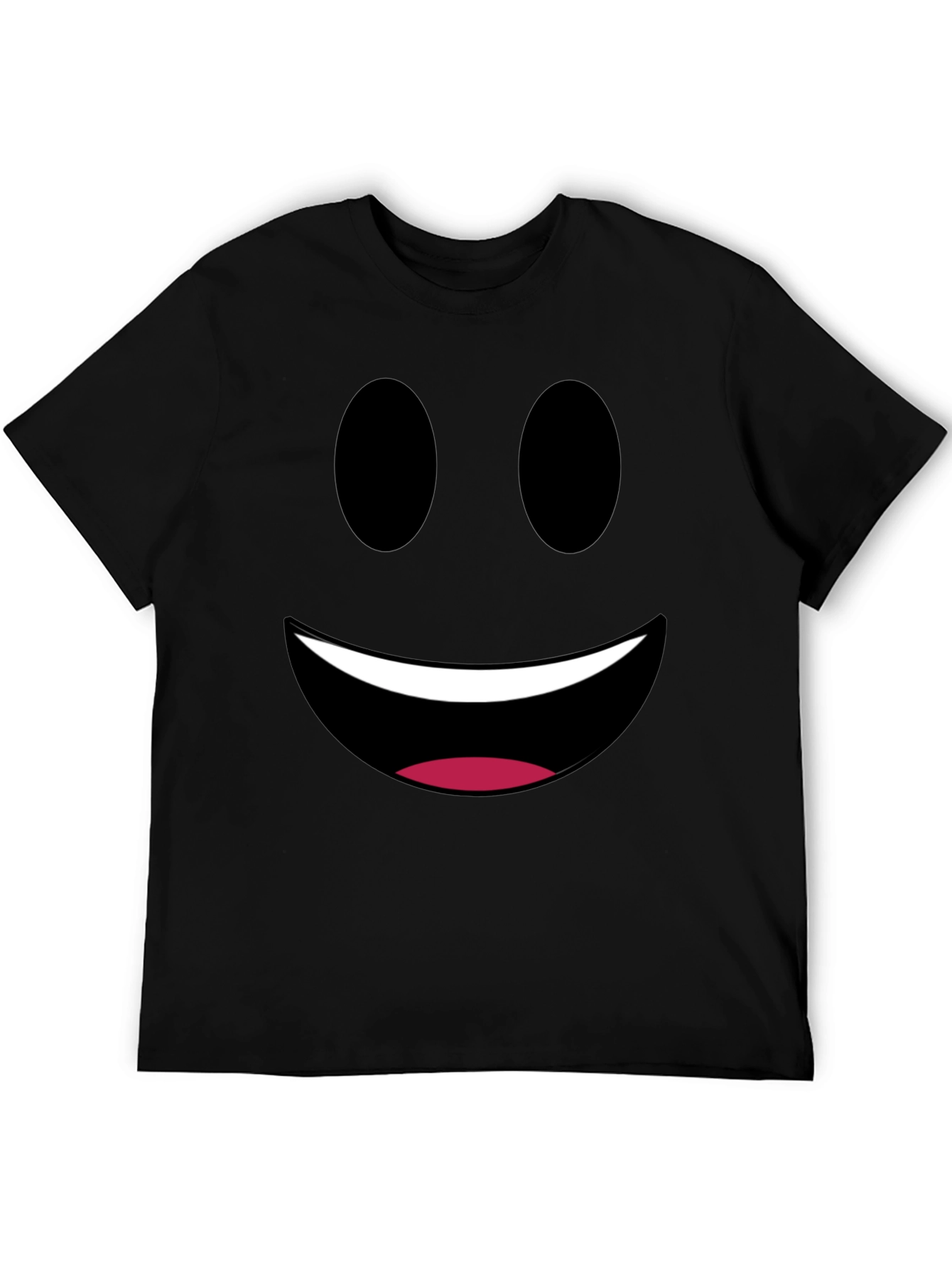 Smiley Face Graphic Tee - Black Cotton Comfort
