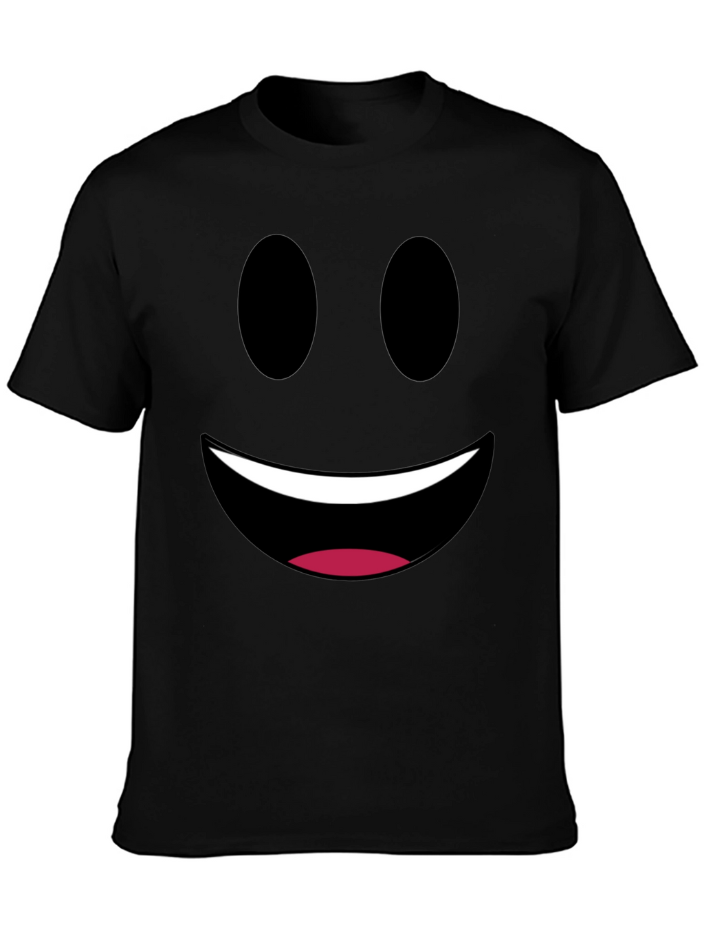 Smiley Face Graphic Tee - Black Cotton Comfort