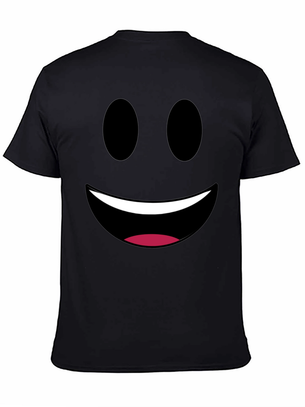 Smiley Face Graphic Tee - Black Cotton Comfort