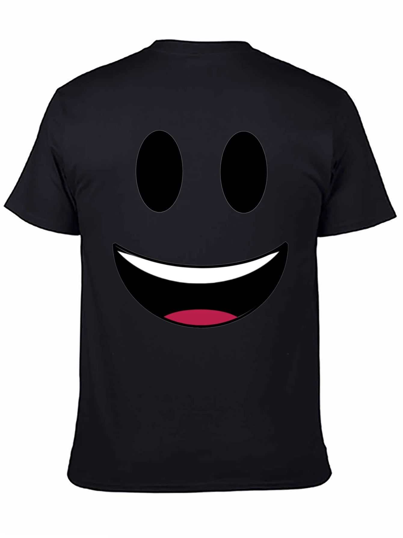 Smiley Face Graphic Tee - Black Cotton Comfort