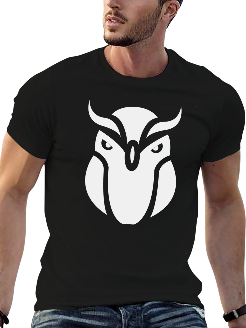 Stylish Owl Graphic Black T-Shirt
