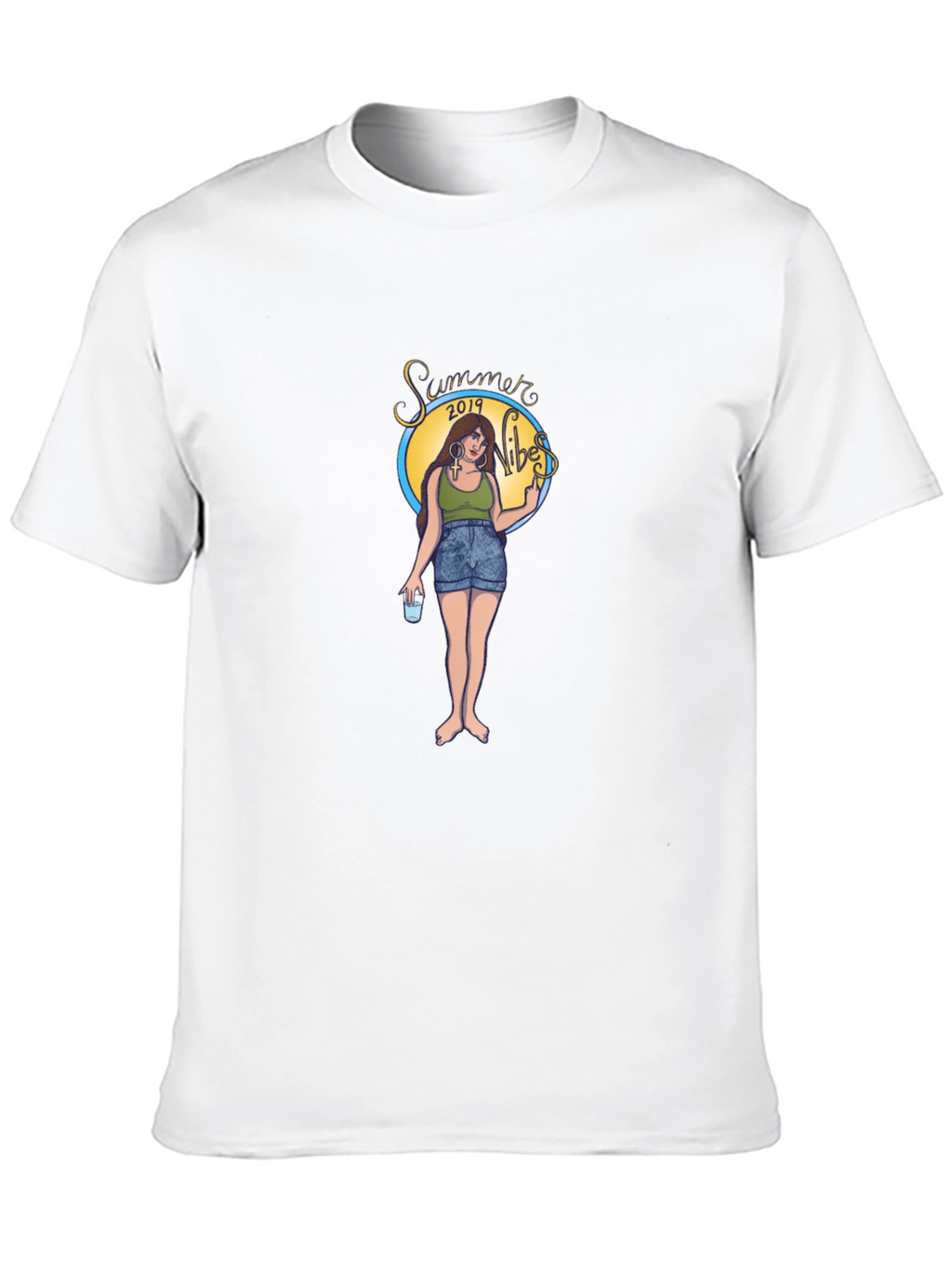 Summer Vibes Graphic Tee - Black Cotton T-Shirt