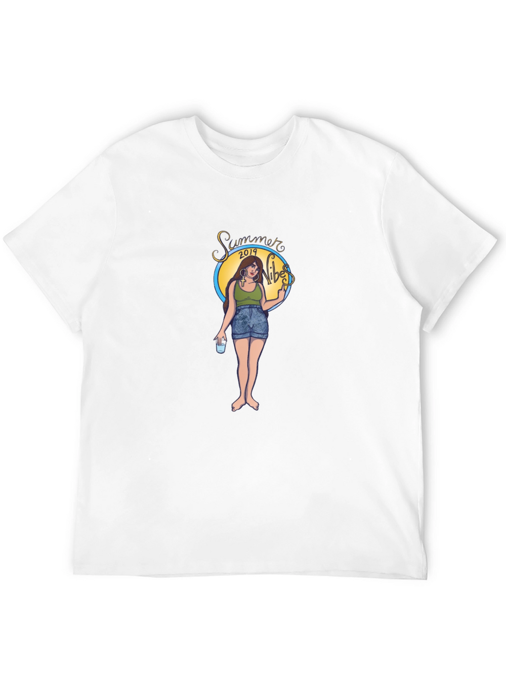 Summer Vibes Graphic Tee - Black Cotton T-Shirt