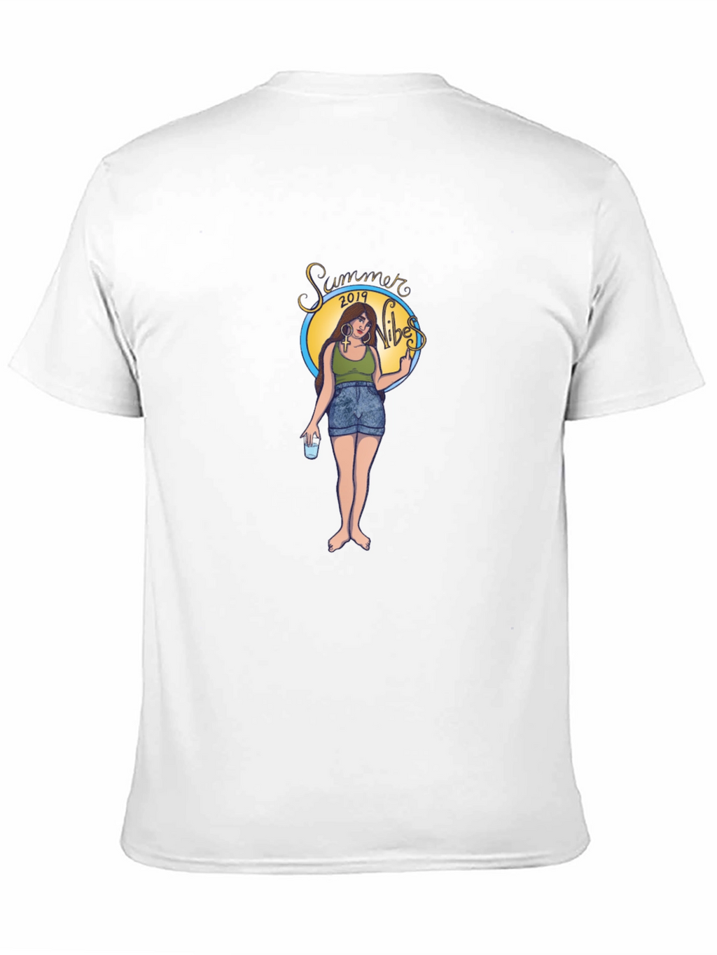 Summer Vibes Graphic Tee - Black Cotton T-Shirt
