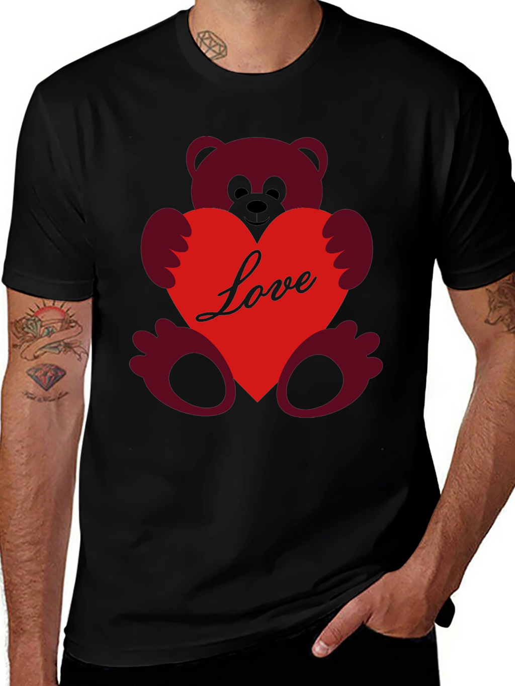 Love Teddy Bear T-Shirt - Heart Graphic Tee