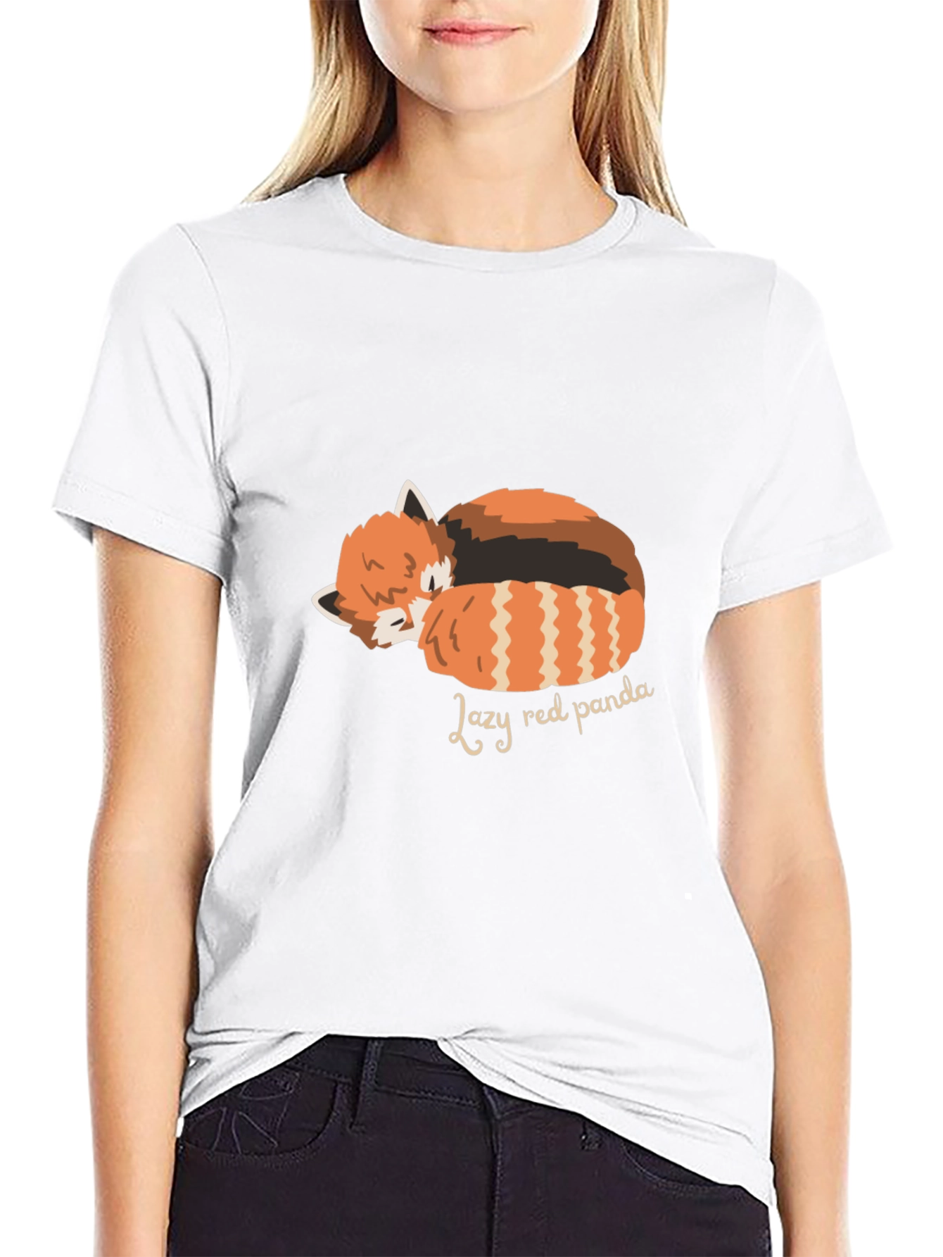 Lazy Red Panda Graphic Tee - Black T-Shirt