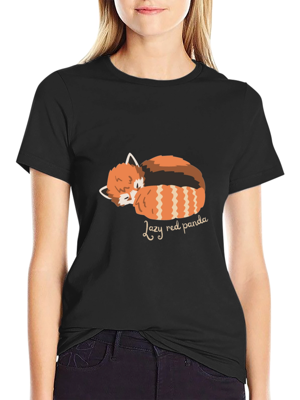 Lazy Red Panda Graphic Tee - Black T-Shirt