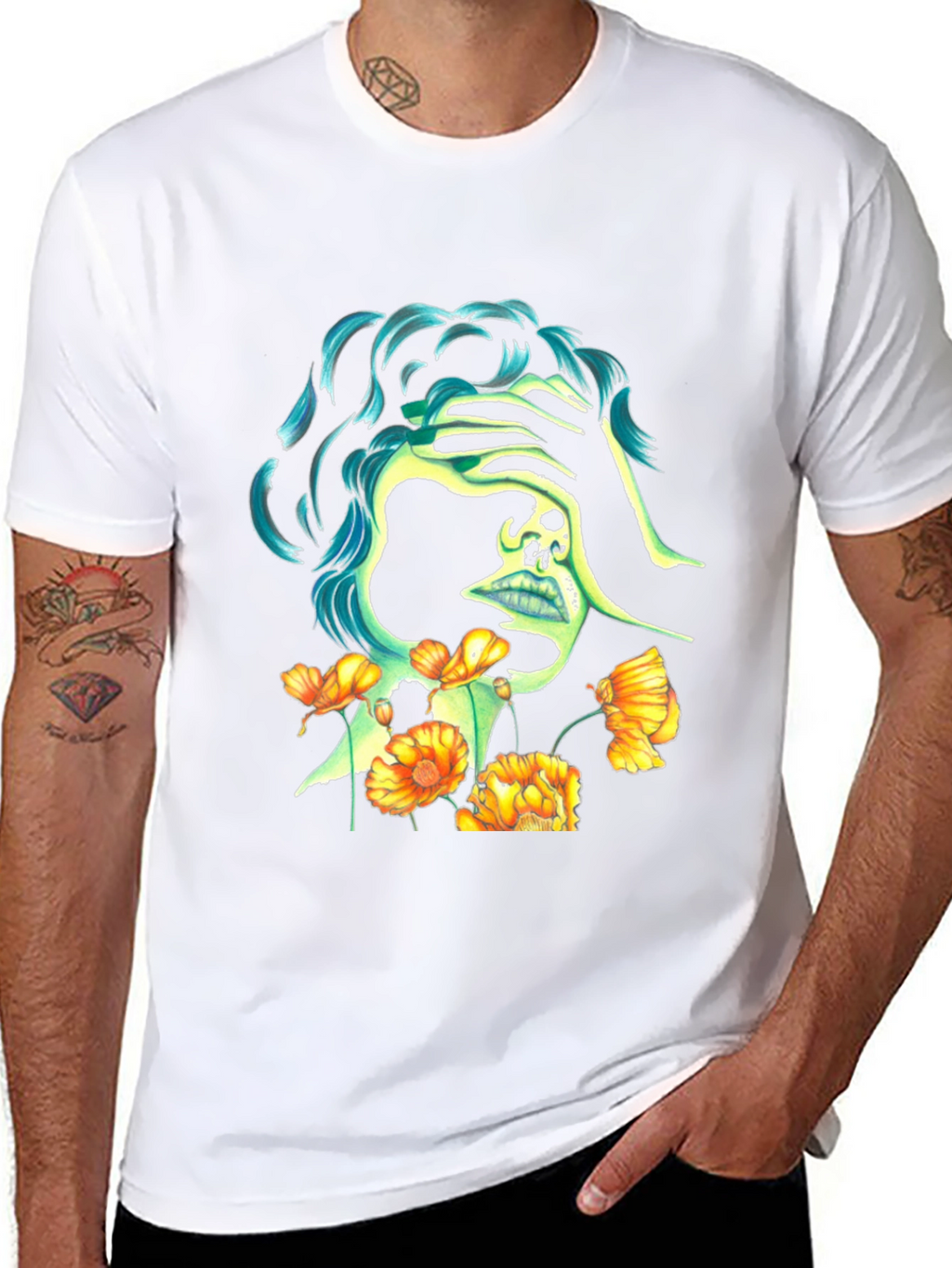 Skull & Flowers Graphic Black T-Shirt