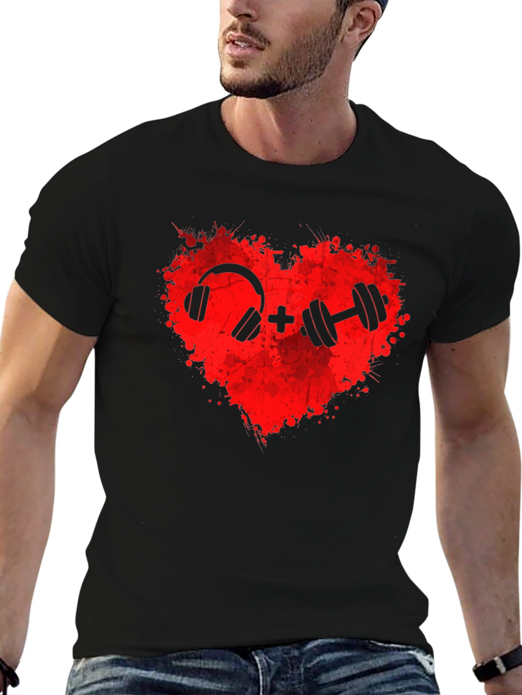 Workout Music Heart T-Shirt: Gym Lover Apparel