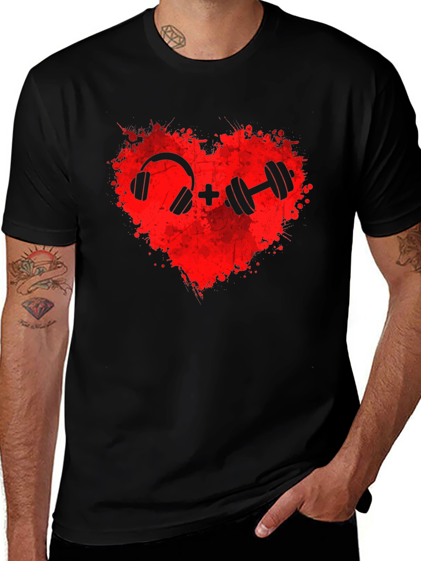 Workout Music Heart T-Shirt: Gym Lover Apparel