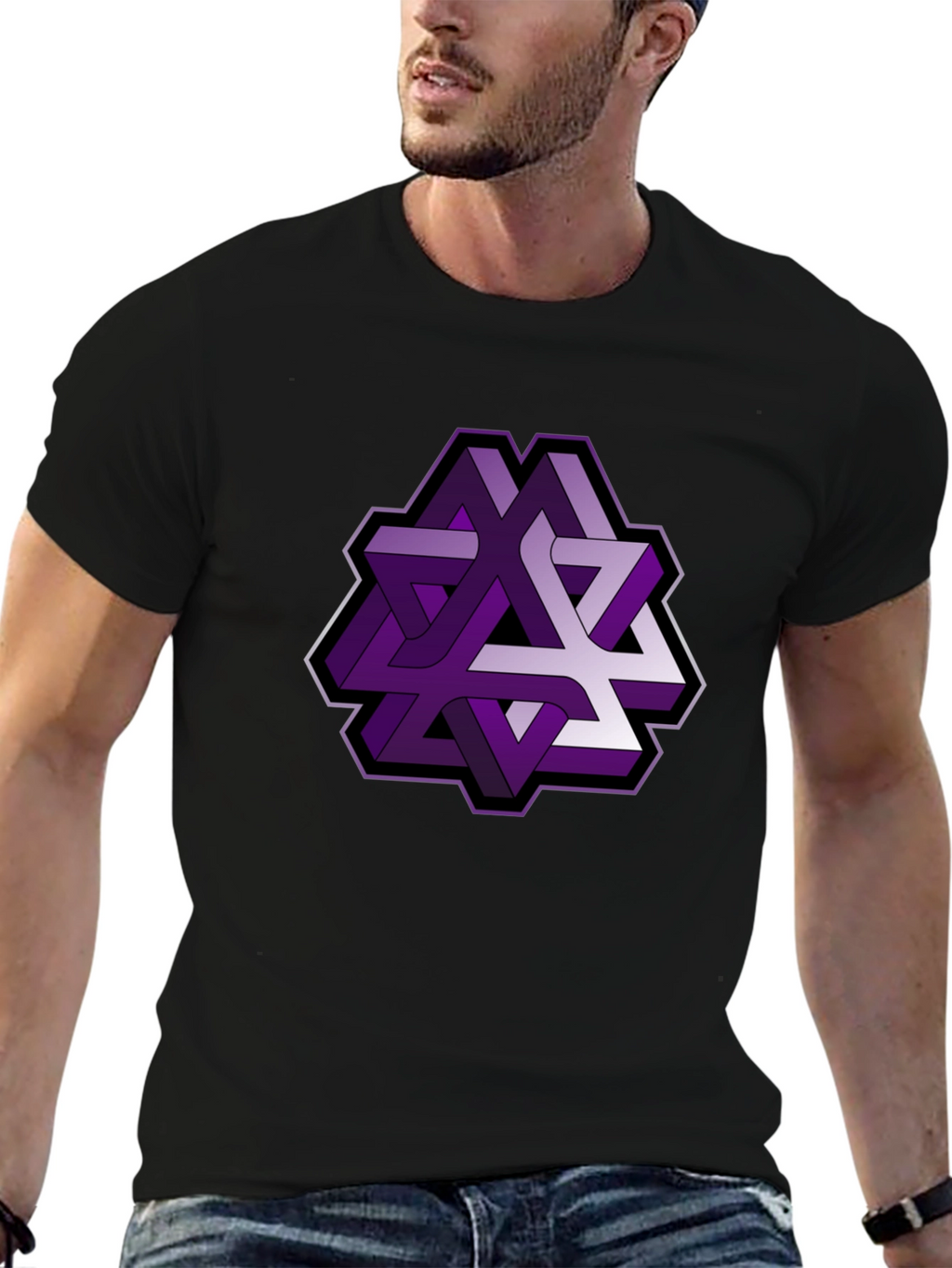 Geometric Illusion Mens Black T-Shirt