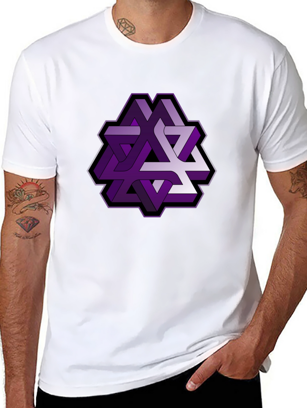 Geometric Illusion Mens Black T-Shirt