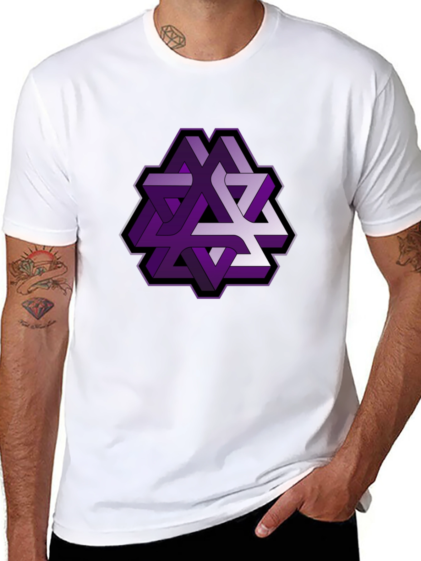 Geometric Illusion Mens Black T-Shirt