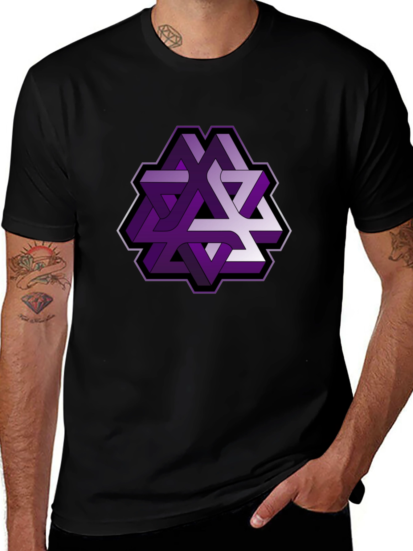 Geometric Illusion Mens Black T-Shirt