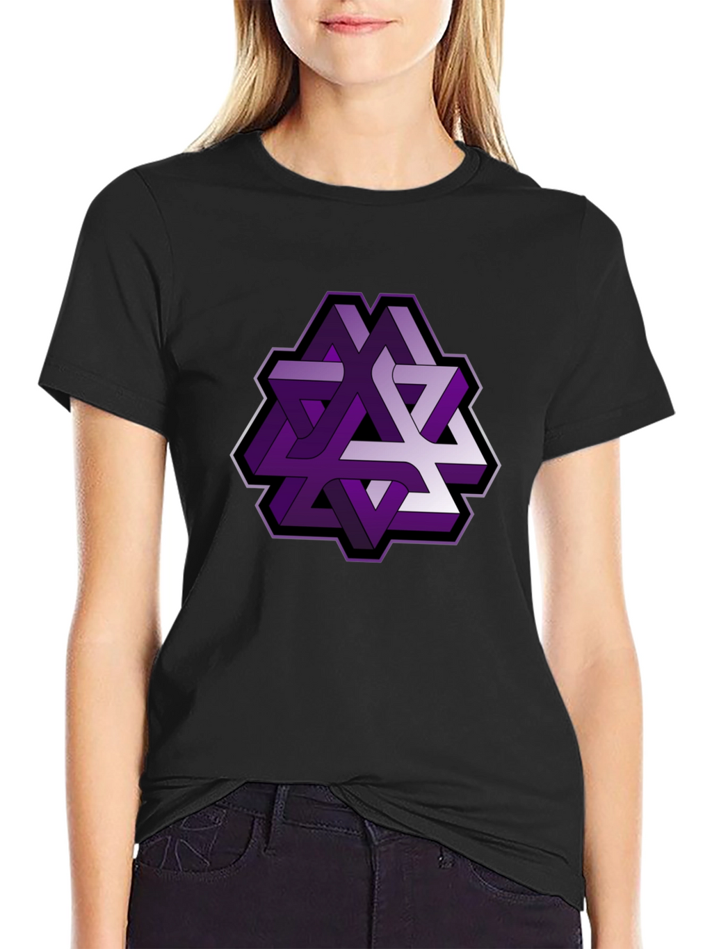 Geometric Illusion Mens Black T-Shirt