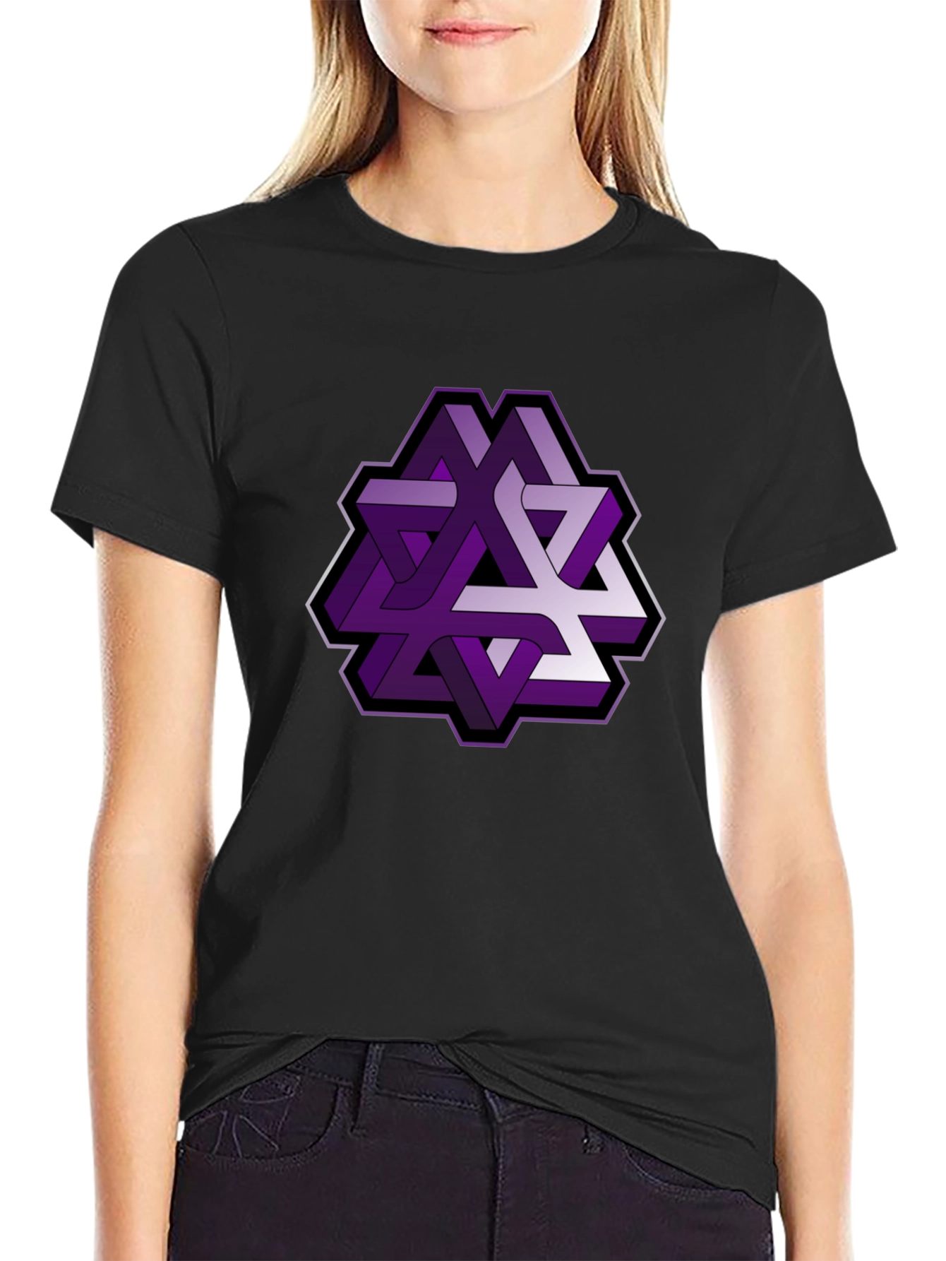 Geometric Illusion Mens Black T-Shirt