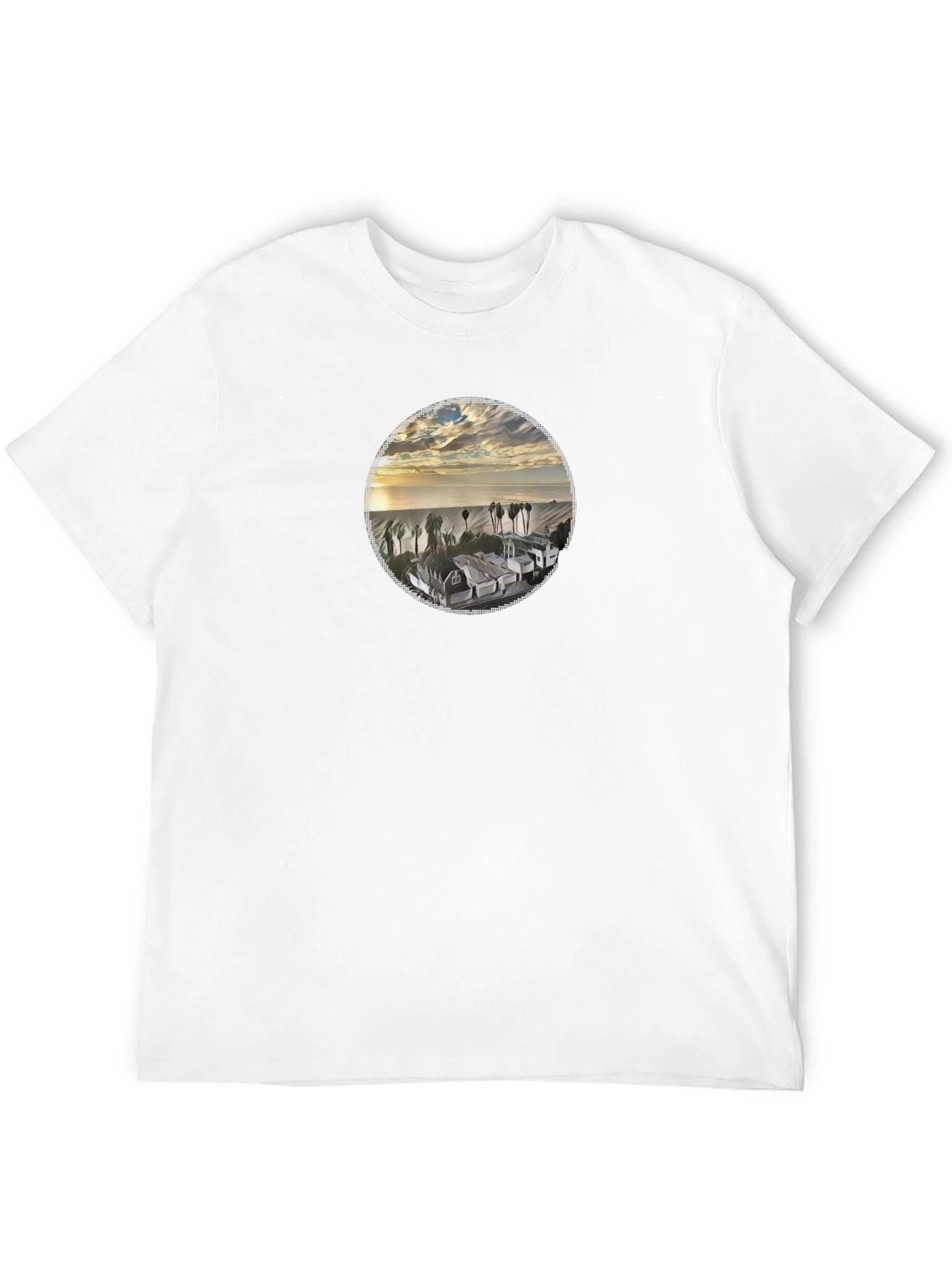 Coastal View Graphic Tee - Soft Black Cotton Shirt