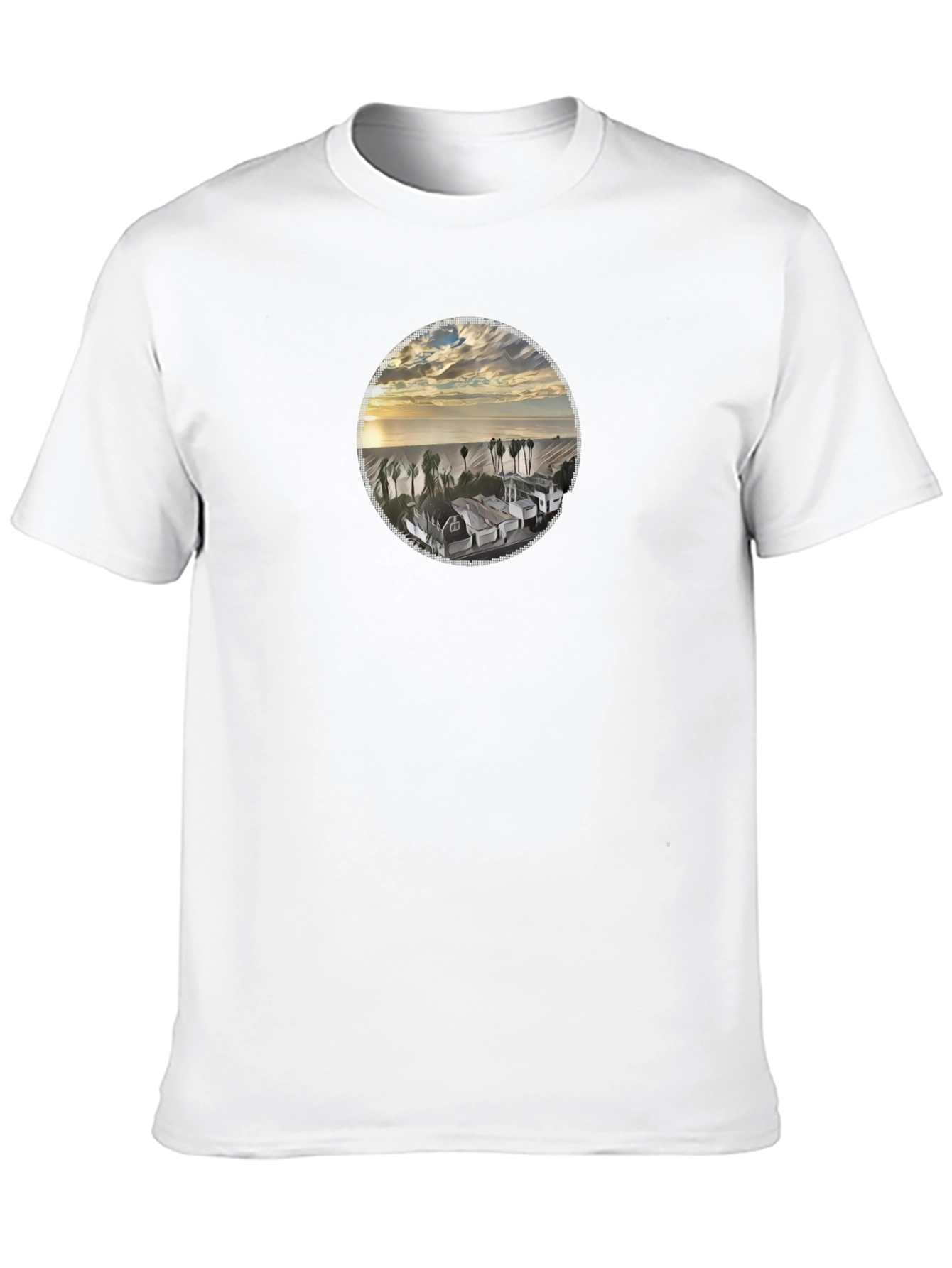 Coastal View Graphic Tee - Soft Black Cotton Shirt