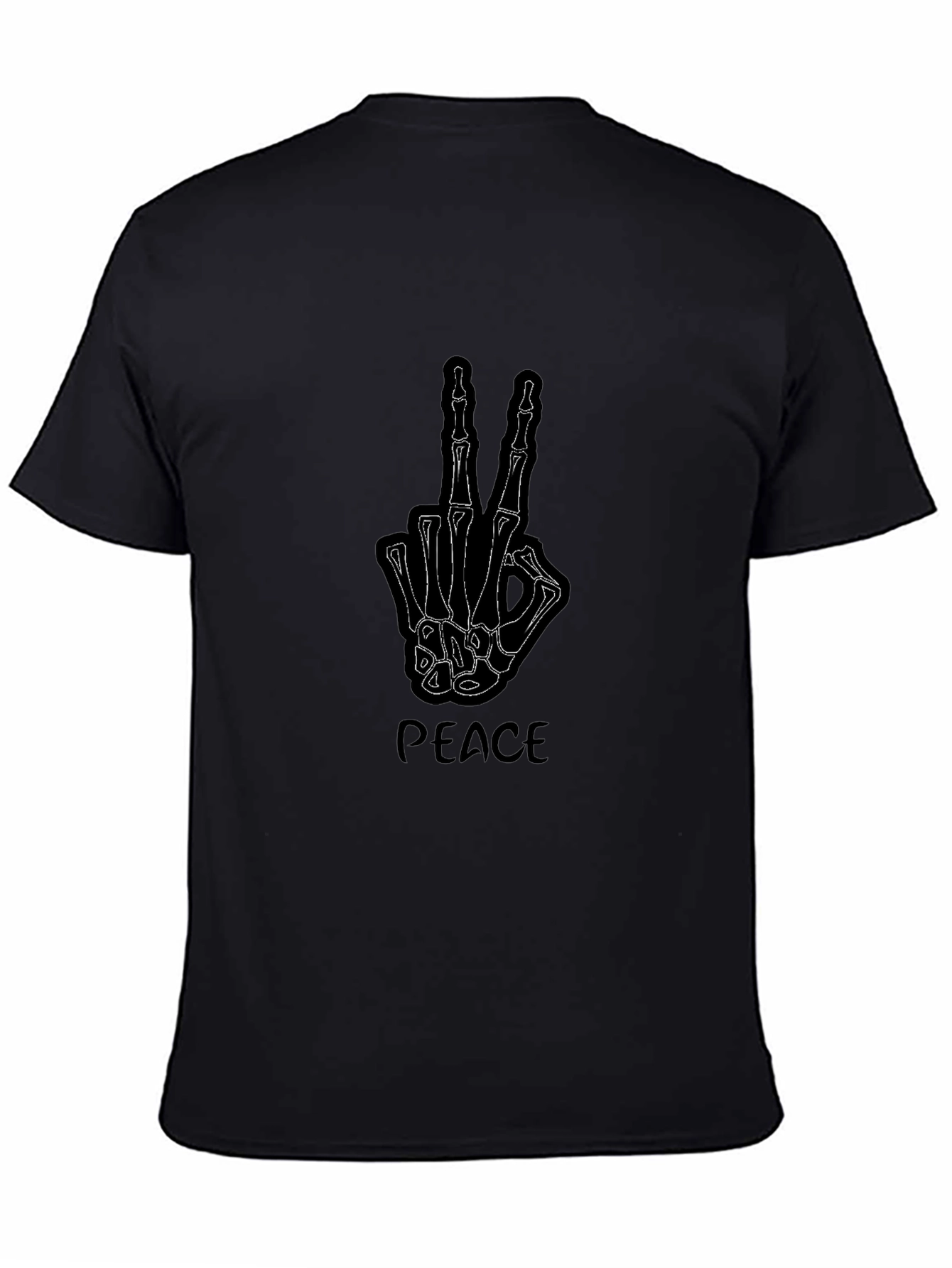 Peace Skeleton Hand Graphic Tee - Black