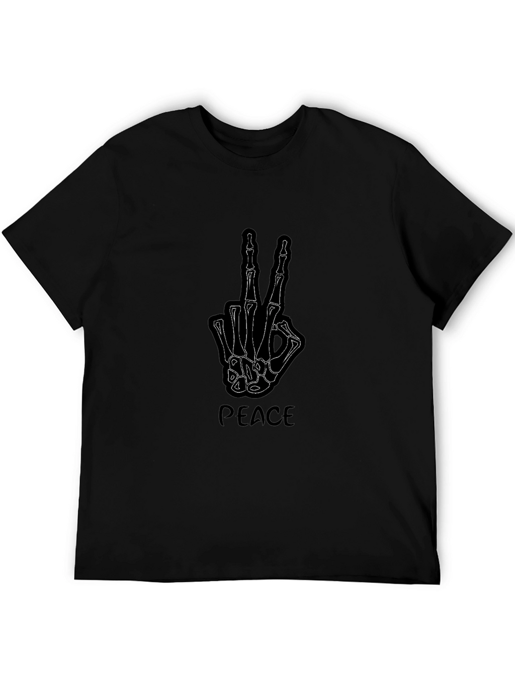 Peace Skeleton Hand Graphic Tee - Black