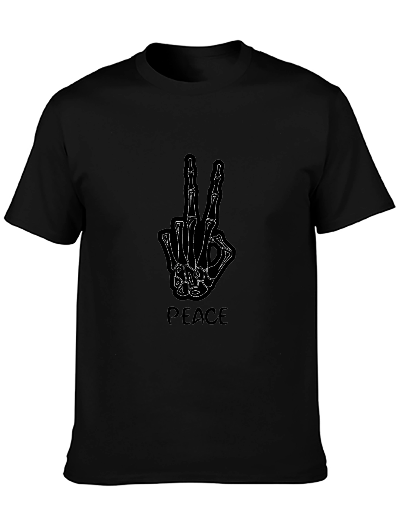 Peace Skeleton Hand Graphic Tee - Black