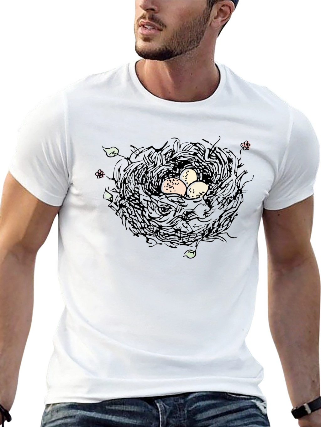 Nest with Eggs Graphic Tee - Unisex Black T-Shirt