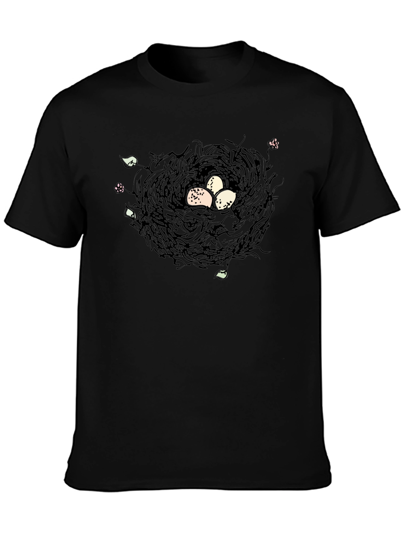Nest with Eggs Graphic Tee - Unisex Black T-Shirt