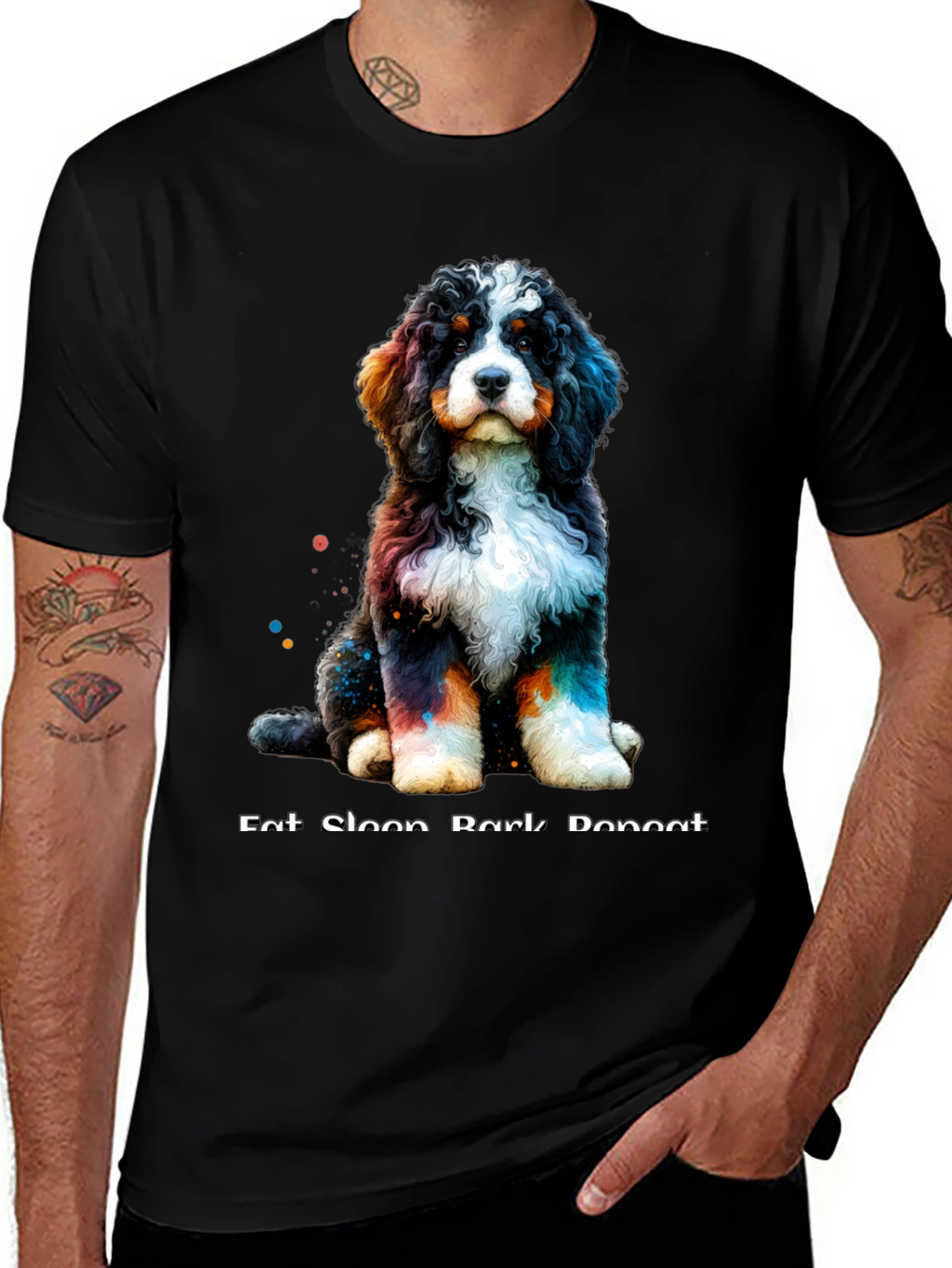 Cute Dog T-Shirt - Eat Sleep Bark Repeat