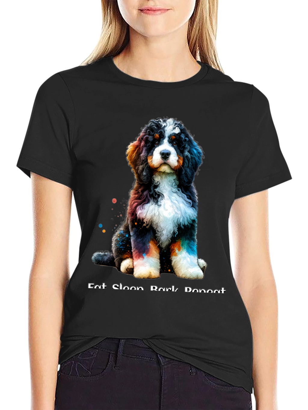 Cute Dog T-Shirt - Eat Sleep Bark Repeat